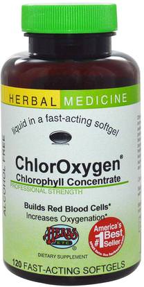 Herbs Etc., ChlorOxygen, Chlorophyll Concentrate, Alcohol Free, 120 Fast-Acting Softgels ,المكملات الغذائية، الكلوروفيل، الصحة