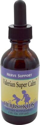 Herbs for Kids, Valerian Super Calm, 2 fl oz (59 ml) ,والمكملات الغذائية، والنوم، والعلاجات العشبية للأطفال