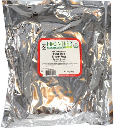 الأعشاب، جذر الزنجبيل، الزنجبيل التوابل Frontier Natural Products, Organic Powdered Ginger Root, 16 oz (453 g)