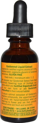 الأعشاب، غولدنرود Herb Pharm, Goldenrod, Flowering Tops, 1 fl oz (29.6 ml)