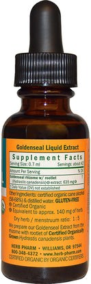 الأعشاب، غولدنزال Herb Pharm, Rhizome With Rootlet Goldenseal, 1 fl oz (30 ml)