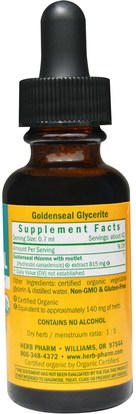 الأعشاب، الجذر غولدنسال Herb Pharm, Goldenseal, Alcohol-Free, 1 fl oz (30 ml)