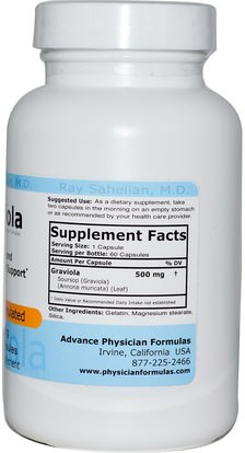 الأعشاب، غرافيولا Advance Physician Formulas, Inc., Graviola, 500 mg, 100 Capsules