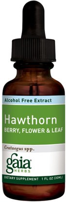 الأعشاب، الزعرور Gaia Herbs, Hawthorn, Berry, Flower & Leaf, Alcohol-Free, 1 fl oz (30 ml)