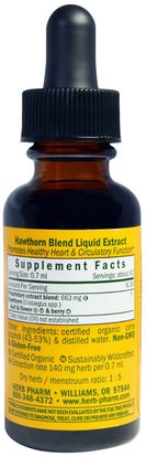 الأعشاب، الزعرور Herb Pharm, Hawthorn Blend, 1 fl oz (30 ml)