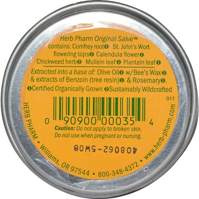 الأعشاب، العشبية، رصف Herb Pharm, Original Salve, 24 g