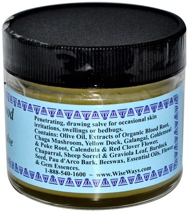 الأعشاب، العشبية، رصف WiseWays Herbals, LLC, Black Blood Root, Drawing Salve, 2 oz (56 g)