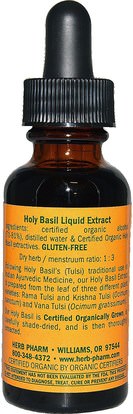 الأعشاب، الريحان المقدس، أدابتوغن Herb Pharm, Holy Basil, 1 fl oz (29.6 ml)