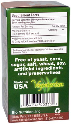 الأعشاب، كبسولات المورينجا Bio Nutrition, Moringa Super Food, 5,000 mg, 90 Veggie Caps