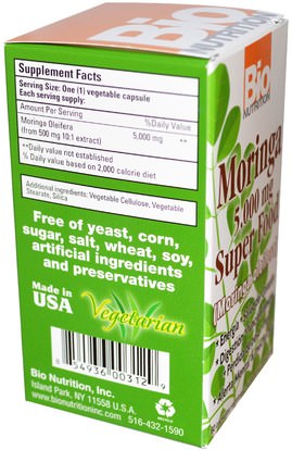 الأعشاب، كبسولات المورينجا، الصحة، حمية Bio Nutrition, Moringa Super Food, 500 mg, 60 Veggie Caps