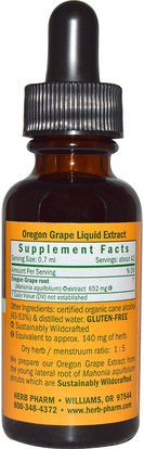 الأعشاب، أوريغون، عنب، إستأصل Herb Pharm, Oregon Grape, 1 fl oz (30 ml)