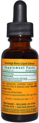 الأعشاب، التوت الحجل Herb Pharm, Partridge Berry, 1 fl oz (30 ml) (Discontinued Item)