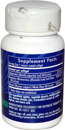الأعشاب، النعناع Enzymatic Therapy, Peppermint Plus, 60 Softgels