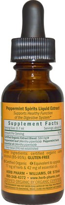 الأعشاب، النعناع Herb Pharm, Peppermint Spirits, 1 fl oz (30 ml)