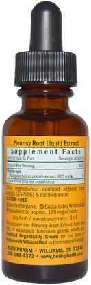 الأعشاب، الجذر الجنب Herb Pharm, Pleurisy Root, 1 fl oz (30 ml)