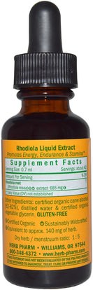 الأعشاب، روديولا الوردية، أدابتوجين Herb Pharm, Rhodiola, 1 fl oz (30 ml)