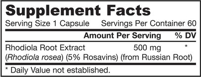 الأعشاب، روديولا الوردية، أدابتوجين Jarrow Formulas, Rhodiola Rosea, 500 mg, 60 Capsules