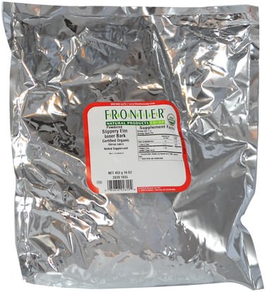الأعشاب، الزعنفة الدردار Frontier Natural Products, Organic Powdered Slippery Elm Inner Bark, 16 oz (453 g)