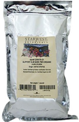 الأعشاب، الزعنفة الدردار Starwest Botanicals, Organic Slippery Elm Bark Powder, 1 lb (453.6 g)
