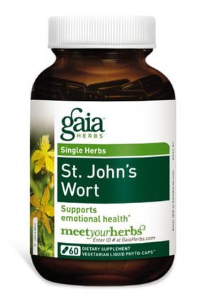 الأعشاب، الشارع. جونز، ورت Gaia Herbs, St. Johns Wort, 60 Vegetarian Liquid Phyto-Caps