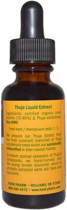 الأعشاب، ثوجا Herb Pharm, Thuja, 1 fl oz (30 ml)