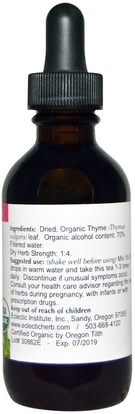 الأعشاب، الزعتر Eclectic Institute, Organic, Thyme, 2 fl oz (60 ml) (Discontinued Item)