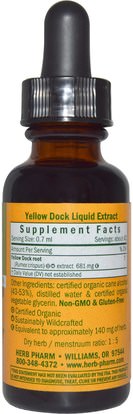الأعشاب، الأصفر، بتر ذي Herb Pharm, Yellow Dock, 1 fl oz (30 ml)