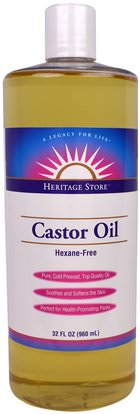 Heritage Stores, Castor Oil, 32 fl oz (960 ml) ,الصحة، الجلد، زيت الخروع