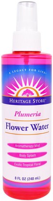 Heritage Stores, Flower Water, Plumeria, 8 fl oz (240 ml) ,الأعشاب، العلاجات زهرة، حمام، بخاخ العطور