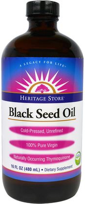 Heritage Stores, Heritage Store, Black Seed Oil, 16 fl oz (480 ml) ,الأعشاب، البذور السوداء