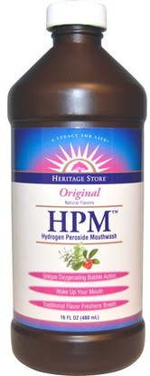 Heritage Stores, HPM, Hydrogen Peroxide Mouthwash, Original, 16 fl oz (480 ml) ,حمام، الجمال، شفهي، الأسنان، تهتم، غسول الفم
