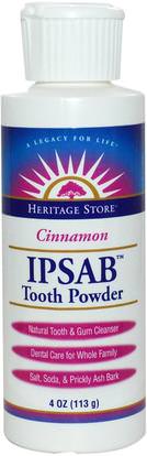 Heritage Stores, IPSAB Tooth Powder, Cinnamon, 4 oz (113 g) ,حمام، الجمال، معجون أسنان