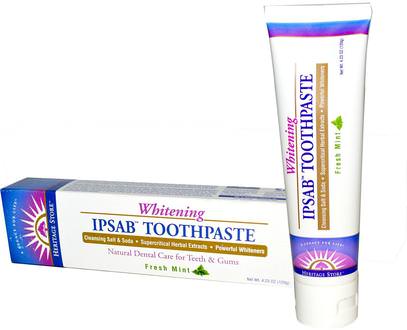 Heritage Stores, IPSAB, Whitening Toothpaste, Fresh Mint, 4.23 oz (120 g) ,حمام، الجمال، معجون الأسنان، العناية بالأسنان عن طريق الفم، تبييض الأسنان