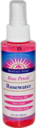 Heritage Stores, RoseWater, Rose Petals, 4 fl oz (120 ml) ,حمام، الجمال، بخاخ العطر