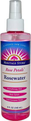 Heritage Stores, Rosewater, Rose Petals, 8 fl oz (240 ml) ,حمام، الجمال، النظافة الشخصية، بخاخ العطور