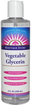 Heritage Stores, Vegetable Glycerin, 8 fl oz (240 ml) ,الجمال، العناية بالوجه، الغليسرين شخص بليد، جلد