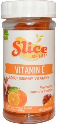 Hero Nutritional Products, Slice of Life, Vitamin C, Adult Gummy Vitamins, Orange, 60 Gummies ,الفيتامينات، فيتامين ج، فيتامين ج مضغ، فيتامين ج غوميز