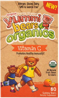 Hero Nutritional Products, Yummi Bear Organics, Vitamin C, 60 Gummy Bears ,صحة الأطفال، مكملات الأطفال، فيتامين ج، فيتامين ج غوميز