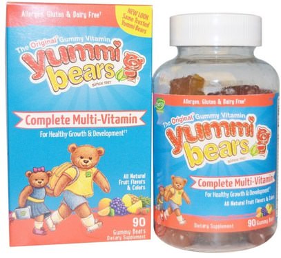 Hero Nutritional Products, Yummi Bears, Complete Multi-Vitamin, Natural Fruit Flavors, 90 Gummy Bears ,الفيتامينات، الفيتامينات المتعددة، الأطفال الفيتامينات، غوميس الفيتامينات