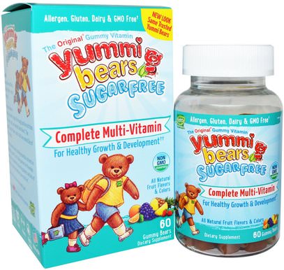 Hero Nutritional Products, Yummi Bears, Complete Multi-Vitamin, Sugar Free, Fruit Flavors, 60 Gummy Bears ,الفيتامينات، الفيتامينات المتعددة، الأطفال الفيتامينات، غوميس الفيتامينات