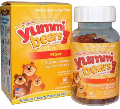Hero Nutritional Products, Yummi Bears, Fiber, Natural Fruit Flavors, 60 Gummy Bears ,المكملات الغذائية، والألياف، والمكملات الغذائية الأطفال