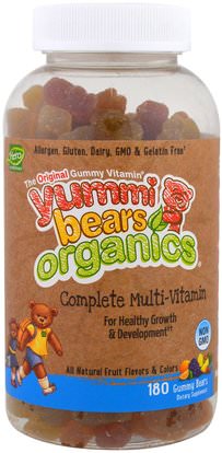 Hero Nutritional Products, Yummi Bears Organics, Complete Multi-Vitamin, 180 Gummy Bears ,الفيتامينات، الفيتامينات، الأطفال الفيتامينات، صحة الأطفال، المكملات الغذائية للأطفال