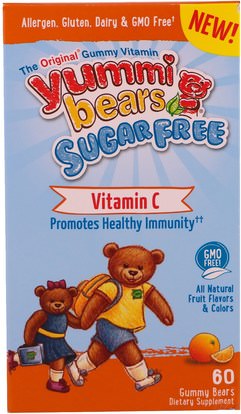 Hero Nutritional Products, Yummi Bears, Sugar Free, Vitamin C, All Natural Fruit Flavors & Colors, 60 Gummy Bears ,الفيتامينات، فيتامين ج