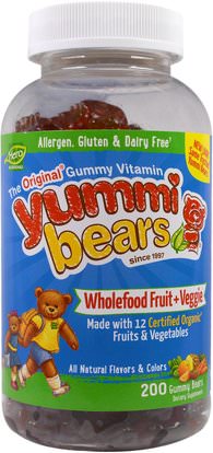 Hero Nutritional Products, Yummi Bears, Wholefood Fruit + Veggie, 200 Gummy Bears ,الفيتامينات، الفيتامينات المتعددة، الأطفال الفيتامينات، غوميس الفيتامينات