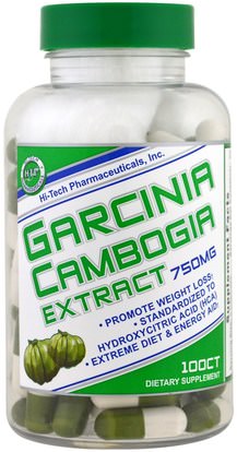Hi Tech Pharmaceuticals, Garcinia Cambogia Extract, 750 mg, 100 Capsules ,وفقدان الوزن، والنظام الغذائي، غاركينيا كامبوجيا، والمكملات الغذائية