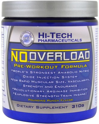 Hi Tech Pharmaceuticals, N.O. Overload, Pre-Workout Formula, Pounding Punch Flavor, 310 g ,والصحة، والطاقة، والرياضة