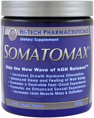 Hi Tech Pharmaceuticals, Somatomax, hGH Release, Fruit Punch Flavor, 280 g ,المكملات الغذائية، المكملات الابتنائية، مكافحة الشيخوخة