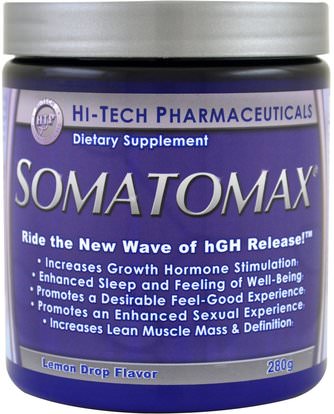 Hi Tech Pharmaceuticals, Somotomax, hGH Release, Lemon Drop Flavor, 280 g ,المكملات الغذائية، المكملات الابتنائية، مكافحة الشيخوخة