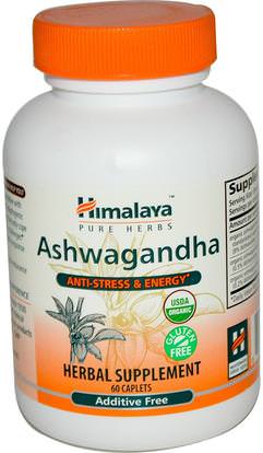 Himalaya Herbal Healthcare, Ashwagandha, 60 Caplets ,الأعشاب، أشواغاندا ويثانيا سومنيفيرا، أدابتوجين