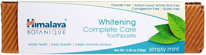 Himalaya Herbal Healthcare, Botanique, Whitening Complete Care Toothpaste, Simply Mint, 5.29 oz (150 g) ,حمام، الجمال، معجون أسنان